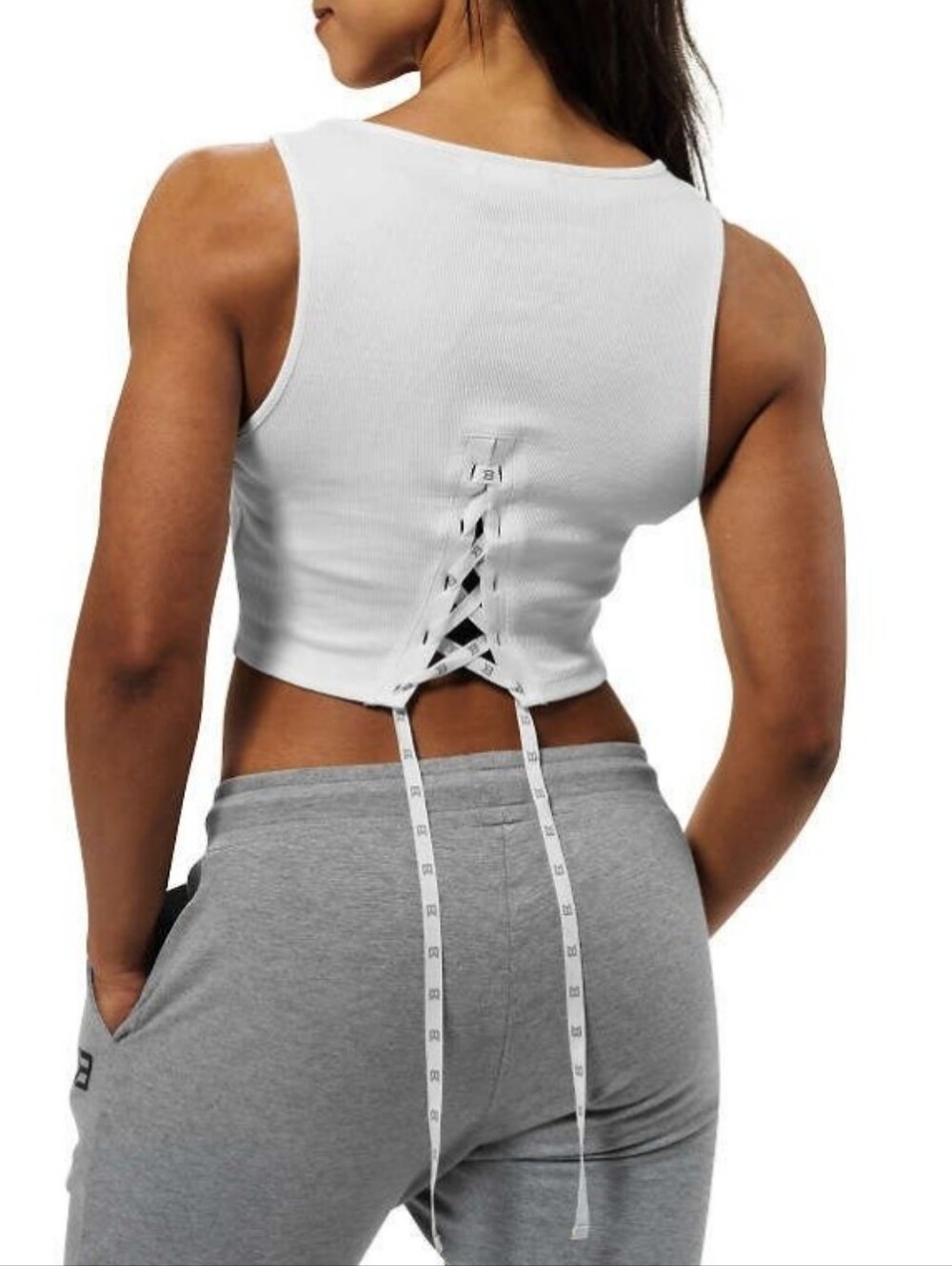 Better Bodies Astoria Laced Tanks Crop Tank Top with Tie Back Size Small